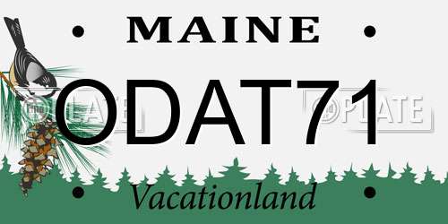 ODAT71 Maine License Plate