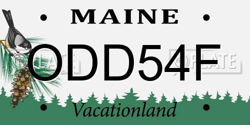 ODD54F Maine License Plate