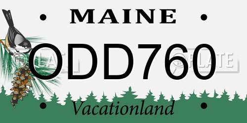 ODD760 Maine License Plate
