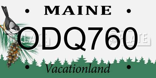 ODQ760 Maine License Plate