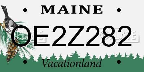 OE2Z282 Maine License Plate
