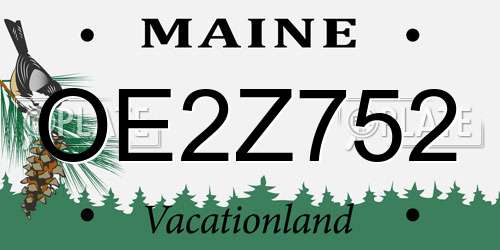OE2Z752 Maine License Plate