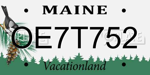 OE7T752 Maine License Plate