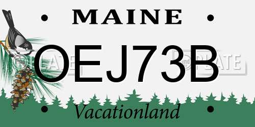 OEJ73B Maine License Plate