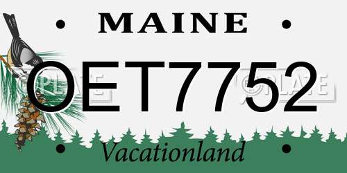 OET7752 Maine License Plate