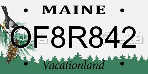 OF8R842 Maine License Plate