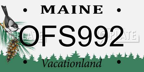 OFS992 Maine License Plate
