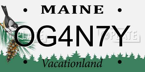 OG4N7Y Maine License Plate