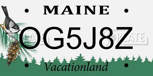 OG5J8Z Maine License Plate