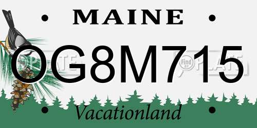 OG8M715 Maine License Plate