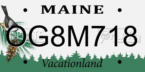 OG8M718 Maine License Plate