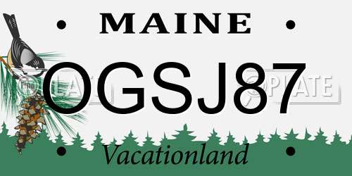 OGSJ87 Maine License Plate