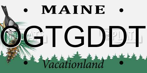 OGTGDDT Maine License Plate