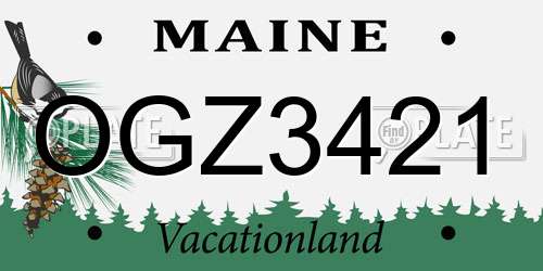 OGZ3421 Maine License Plate