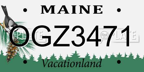 OGZ3471 Maine License Plate