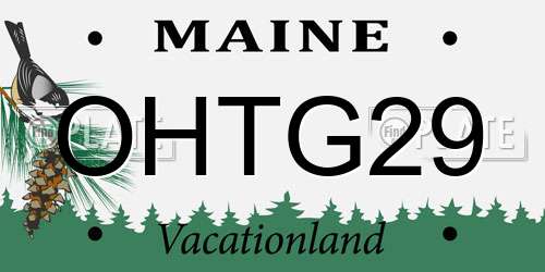 OHTG29 Maine License Plate