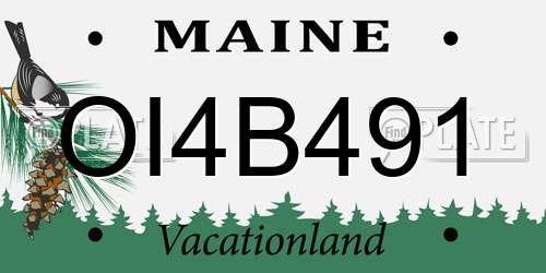OI4B491 Maine License Plate