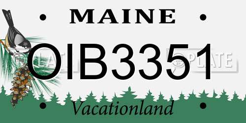 OIB3351 Maine License Plate