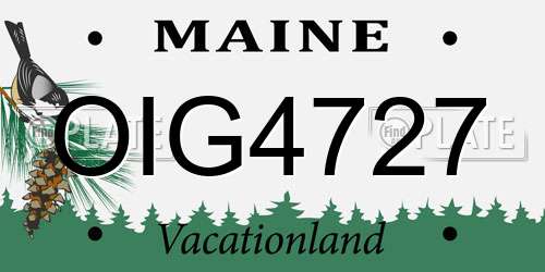 OIG4727 Maine License Plate