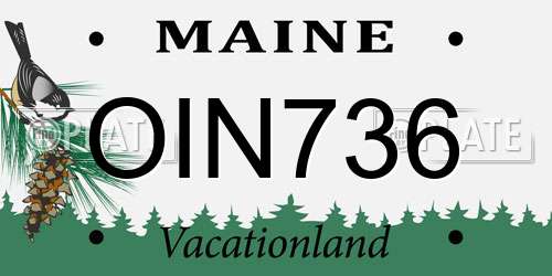 OIN736 Maine License Plate