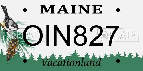 OIN827 Maine License Plate