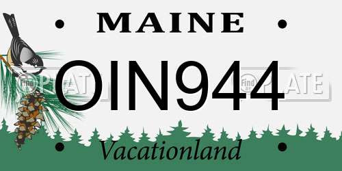 OIN944 Maine License Plate