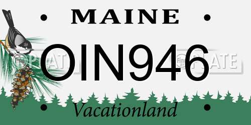 OIN946 Maine License Plate