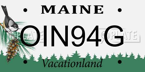 OIN94G Maine License Plate