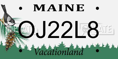OJ22L8 Maine License Plate