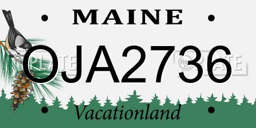 OJA2736 Maine License Plate