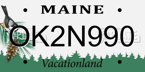 OK2N990 Maine License Plate