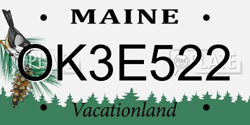 OK3E522 Maine License Plate