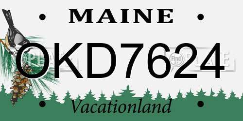 OKD7624 Maine License Plate