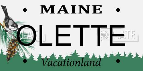 OLETTE Maine License Plate