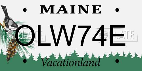 OLW74E Maine License Plate
