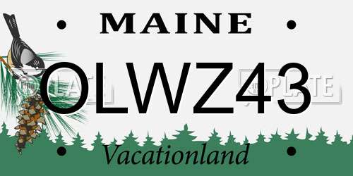 OLWZ43 Maine License Plate