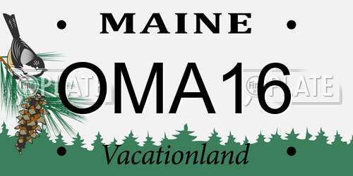 OMA16 Maine License Plate