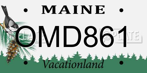 OMD861 Maine License Plate