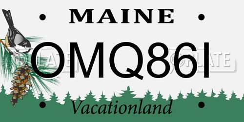 OMQ86I Maine License Plate