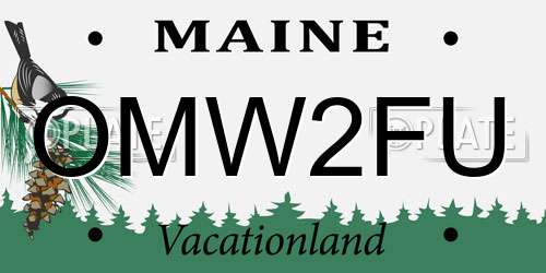 OMW2FU Maine License Plate