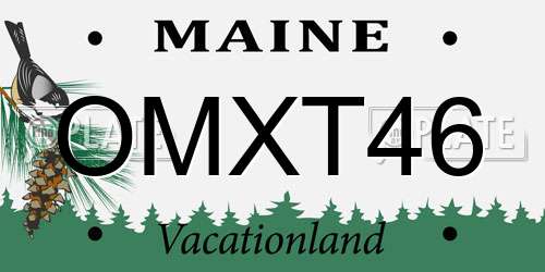 OMXT46 Maine License Plate