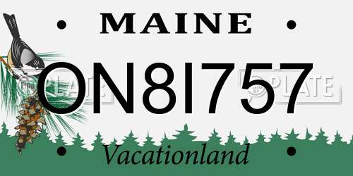 ON8I757 Maine License Plate