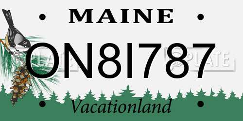 ON8I787 Maine License Plate