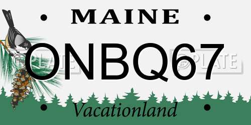 ONBQ67 Maine License Plate