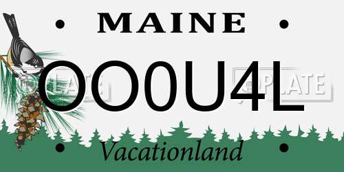OO0U4L Maine License Plate