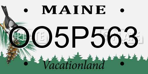 OO5P563 Maine License Plate
