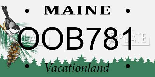 OOB781 Maine License Plate