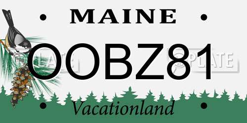 OOBZ81 Maine License Plate