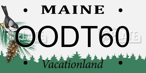 OODT60 Maine License Plate