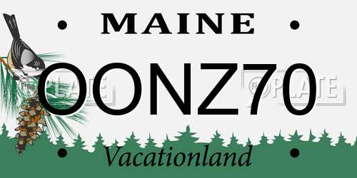 OONZ70 Maine License Plate